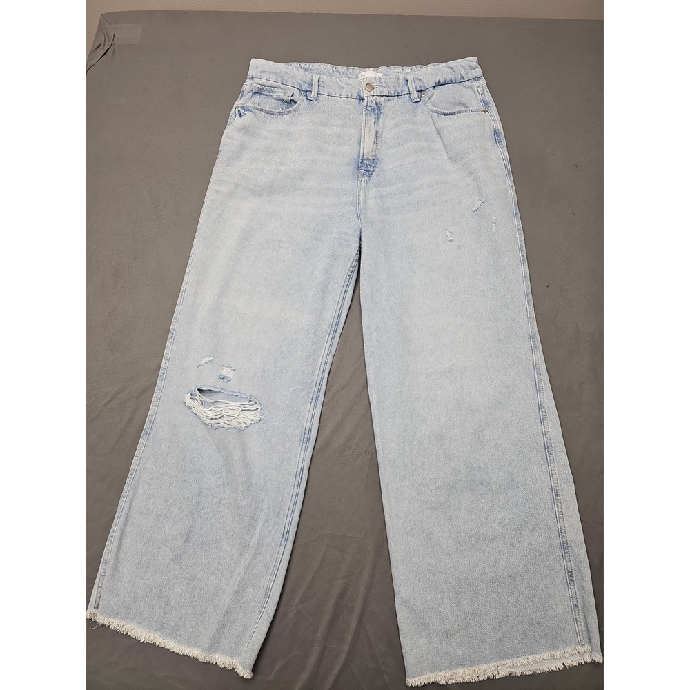 Good American Women's 14/32 (36x28) Good Skate Jeans‎ Denim Wide Leg High Rise